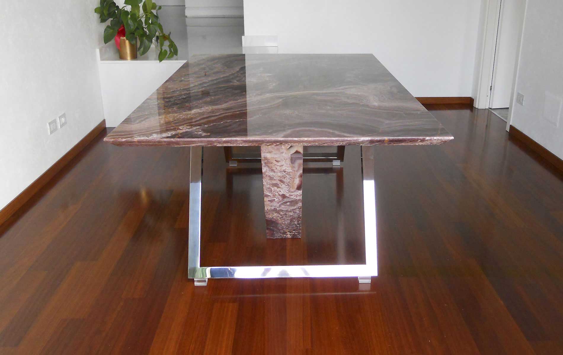 zunino marmi - tavolo in onice allegerito e acciao inox