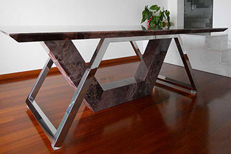 Zunino Marmi - Italy - Onyx - Lightened onyx and stainless steel table 1