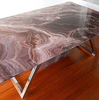 Zunino Marmi - Onyx - Lightened onyx and stainless steel table 2