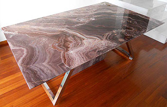 Zunino Marmi - Italy - Onyx - Lightened onyx and stainless steel table 2